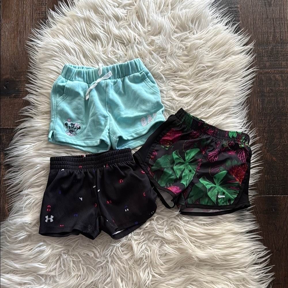 Set of Three Kids' Shorts - Black, Green, and Teal